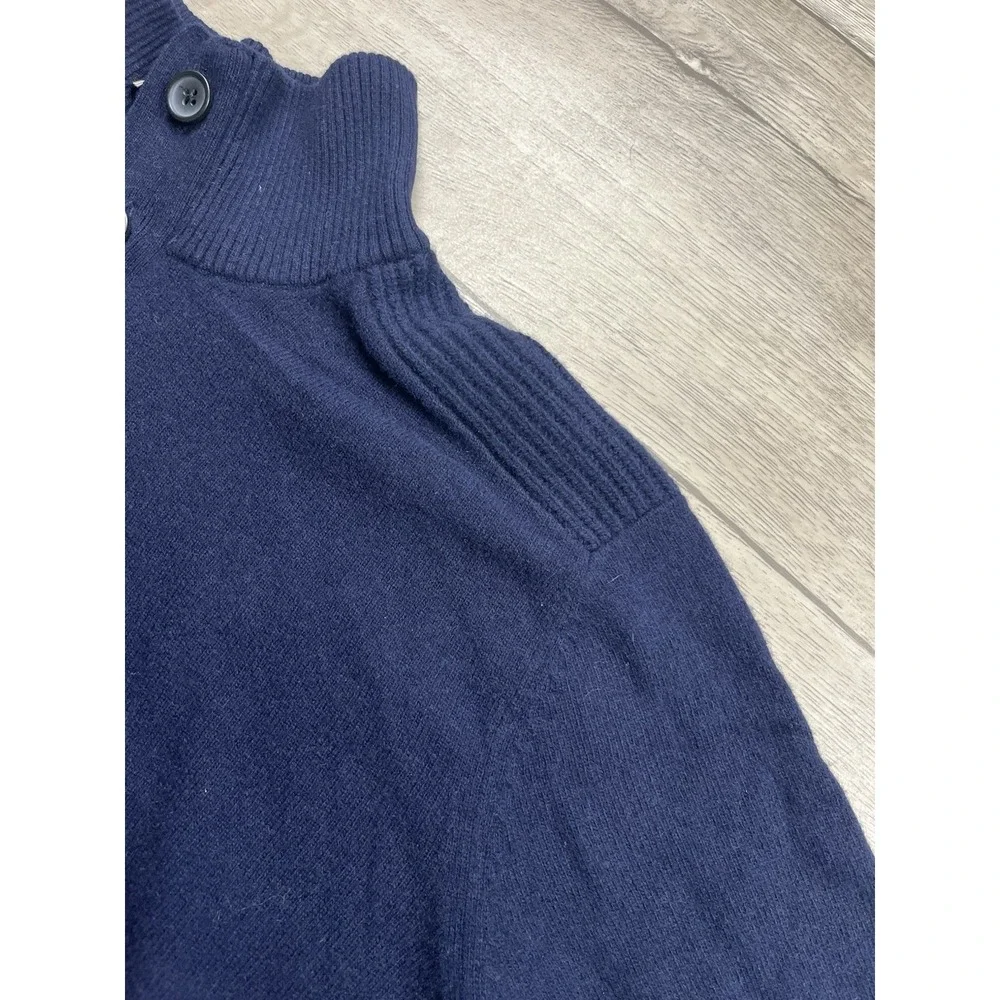Banana Republic Sweater Men's Large Blue Italian Yarn Merino Wool 1/4 Zip Button